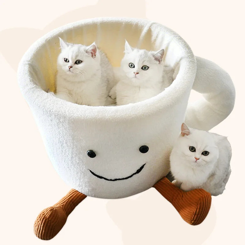 2026 Artisanal Semi-Closed Luxury "Cup" Cat Nest | Thickened Orthopedic Winter Warmth Sanctuary