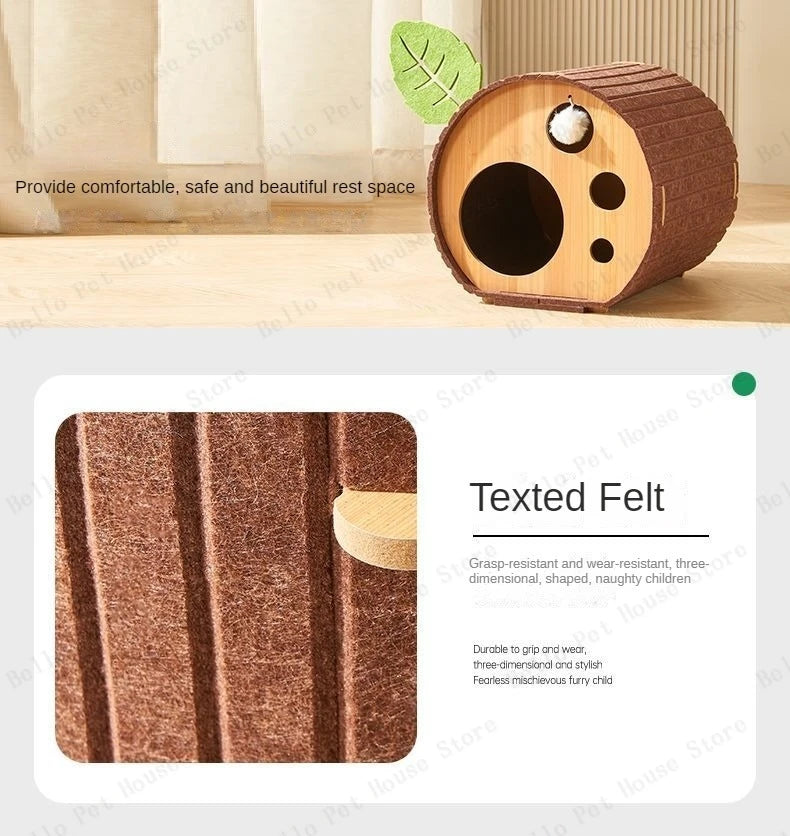 Minimalist Multi-Layer Felt Tree Stump Cat House & Scratching Lounge
