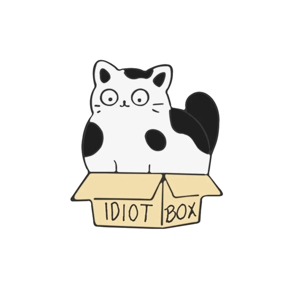 Edgy, Cute, Rebel, Punk Black-White Cat with Knife Enamel Pin