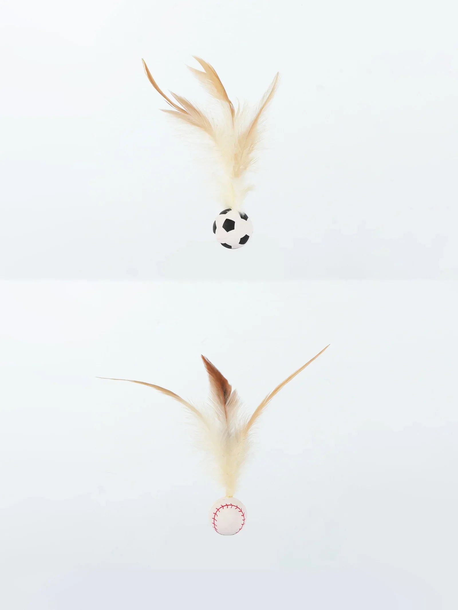 Elastic Silicone Bouncy Ball with Feathers Cat Toy