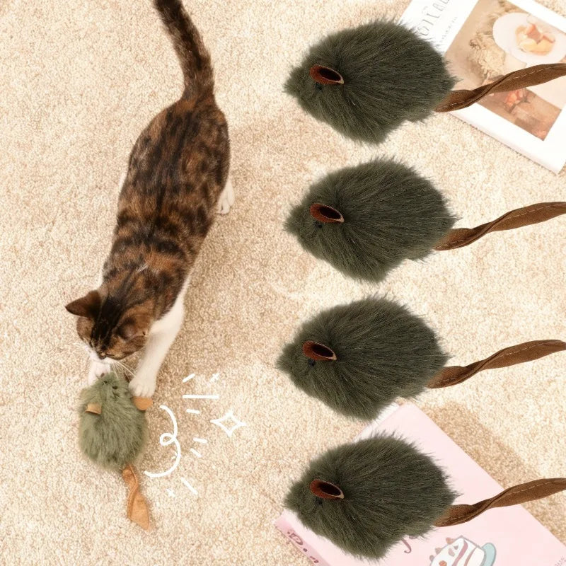 Simulated Squeaking Mouse Plush Cat Toy