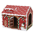 Christmas Cardboard Cat House & Scratching Board Nest
