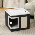 3-in-1 Foldable Cat Bed Condo with Scratching Board