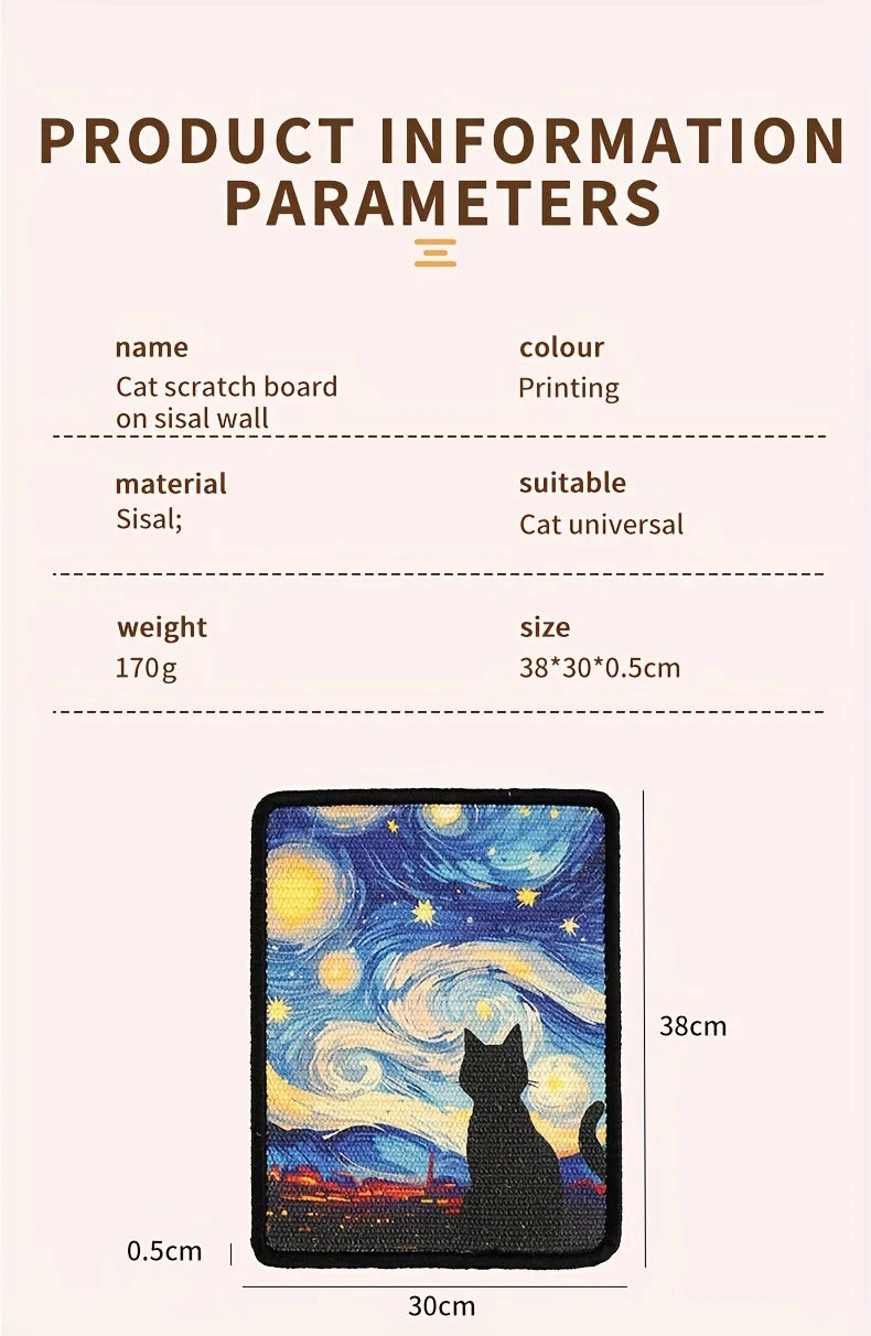 Minimalist Wall-Mounted Cat Scratching Mat | Space-Saving Soft Fabric Clawing Pad