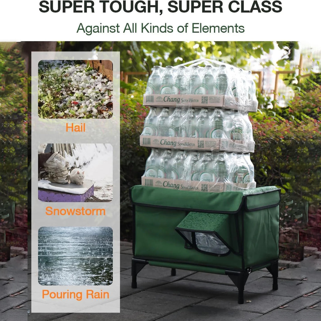 Insulated Waterproof Outdoor Cat House with Escape Door