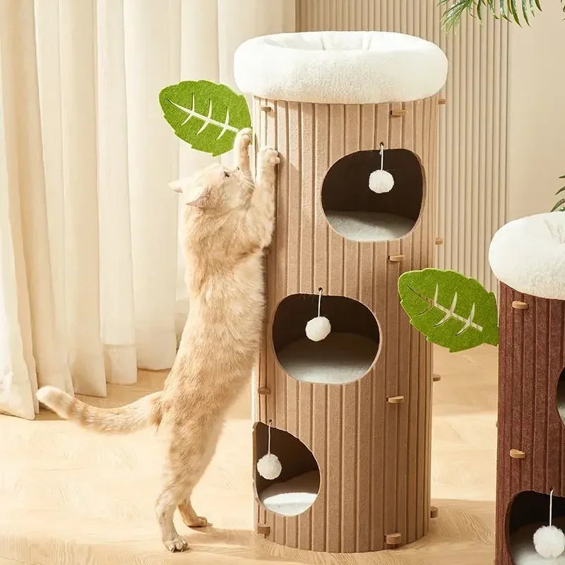 Minimalist Multi-Layer Felt Tree Stump Cat House & Scratching Lounge