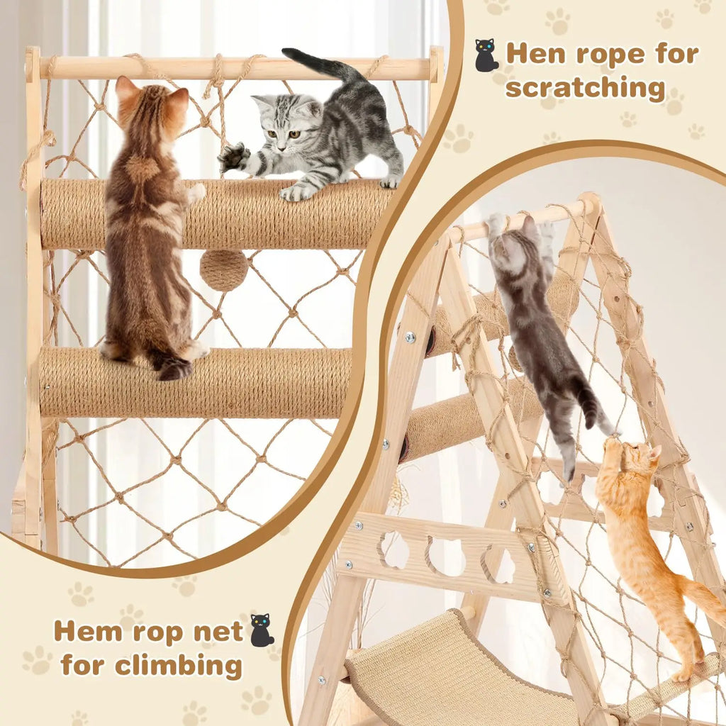 Solid Wood Kitten Play-Corner & Hammock