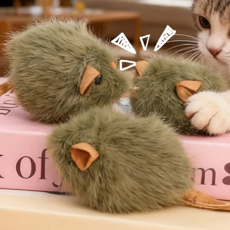 Simulated Squeaking Mouse Plush Cat Toy
