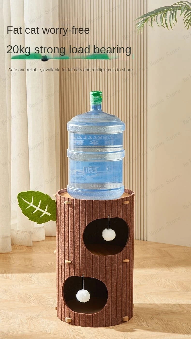 Minimalist Multi-Layer Felt Tree Stump Cat House & Scratching Lounge