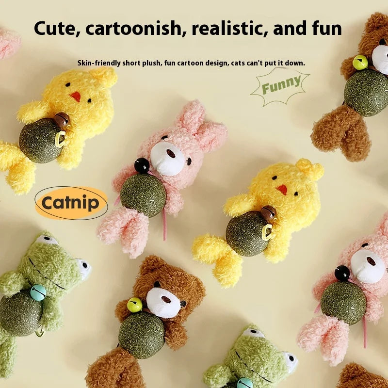 Interactive Catnip Plush Character Toy | Self-Entertainment Dental Chew with Built-In Bell