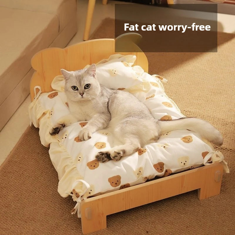 Cute Wooden Shape Luxury Cat Bed | Removable & Washable Four-Season Indoor BED