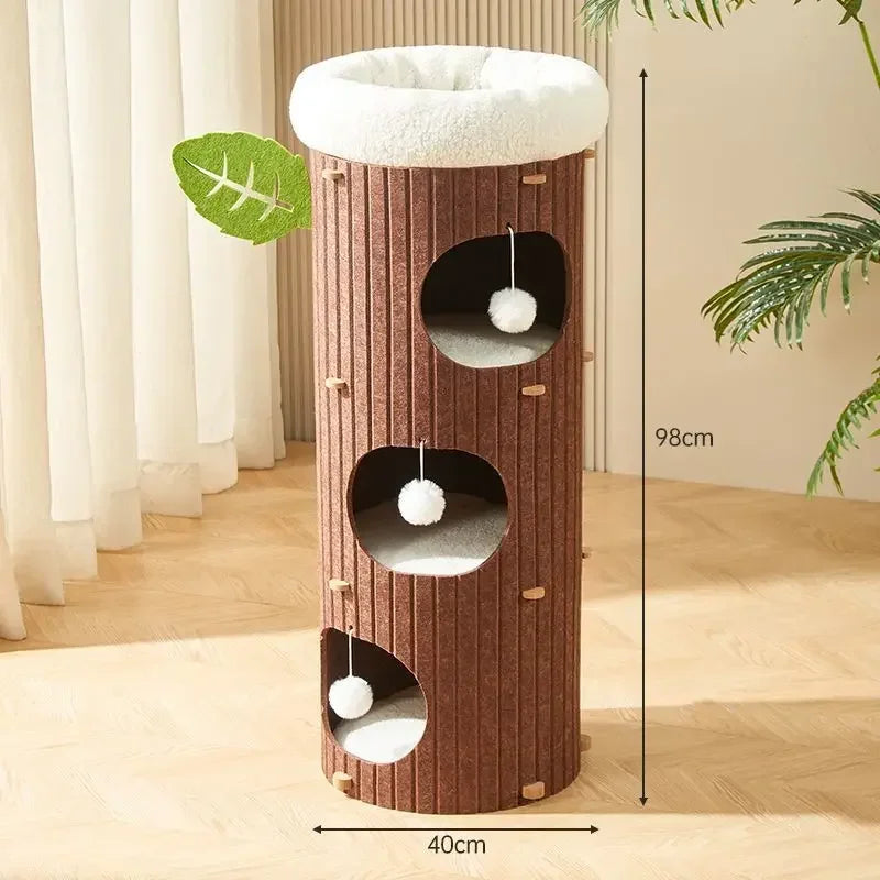 Minimalist Multi-Layer Felt Tree Stump Cat House & Scratching Lounge