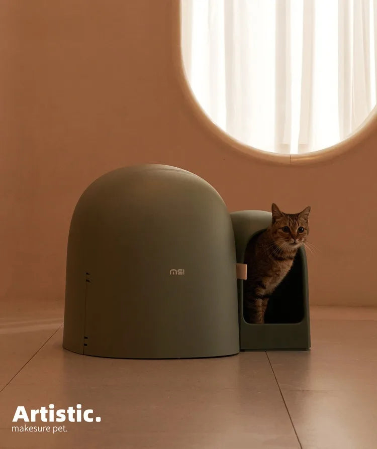 Oversized Fully Enclosed Corridor Cat Litter Box - Anti-Tracking & Odor Isolation Toilet