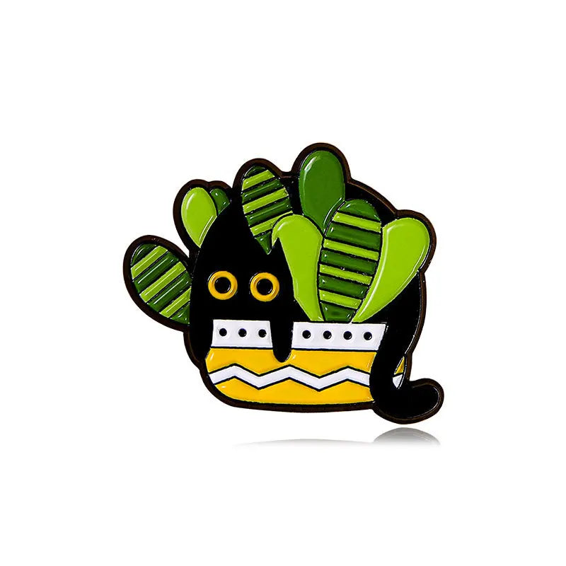 Botanical Peek-a-Boo Black Cats in Plants Enamel Pins