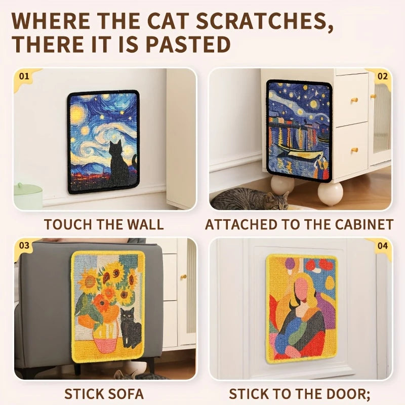 Minimalist Wall-Mounted Cat Scratching Mat | Space-Saving Soft Fabric Clawing Pad