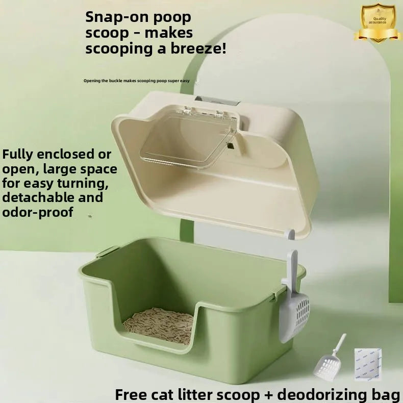 UV Sterilizing Fully Enclosed Cat Litter Box | Hygienic Self-Cleaning Germ & Odor Shield