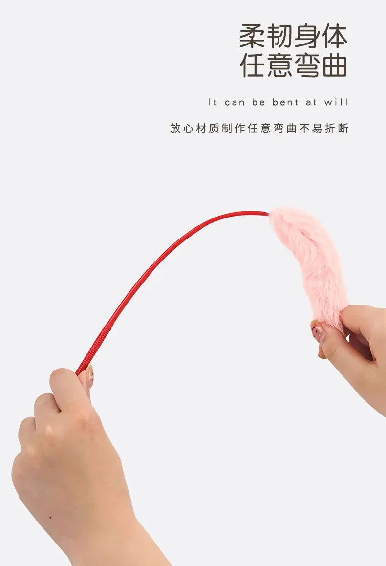 Interactive Ribbon & Feather Cat Wand