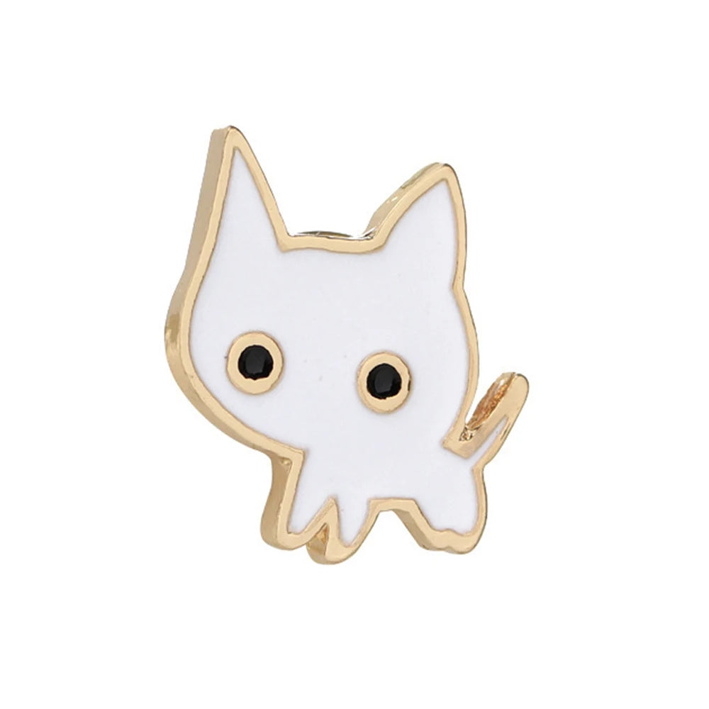 Edgy, Cute, Rebel, Punk Black-White Cat with Knife Enamel Pin