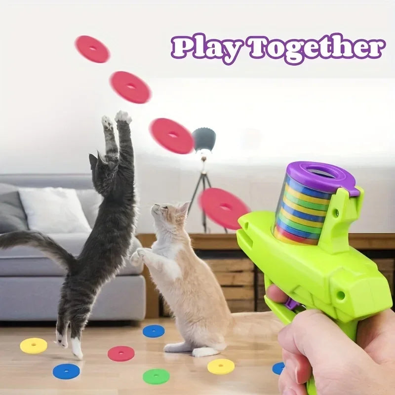 Interactive Flying Disc Cat Launcher | 16-Piece Pet Agility & Fetch Toy Set