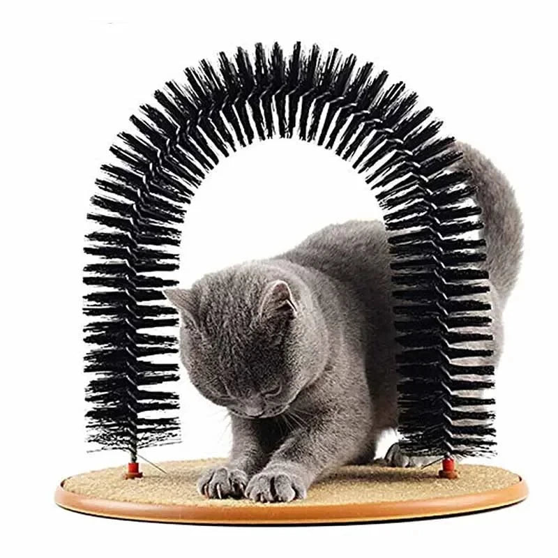 3-in-1 Cat Grooming Arch & Scratching Pad | Interactive Self-Massage Bristle Toy