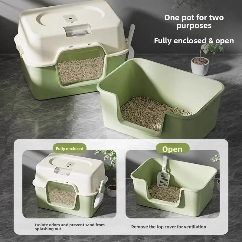 UV Sterilizing Fully Enclosed Cat Litter Box | Hygienic Self-Cleaning Germ & Odor Shield