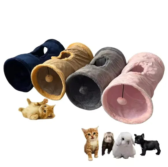Foldable Suede Plush Cat Tunnel