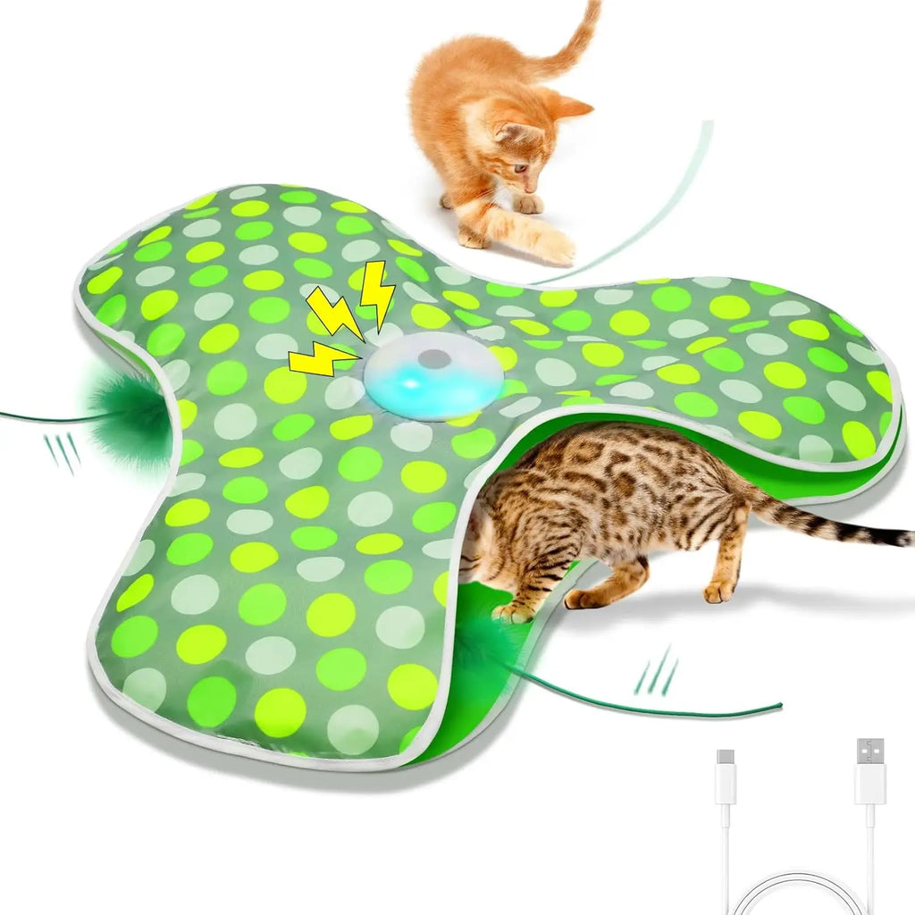 Automatic Peek-a-Boo Moving Feather & Squeaky Mouse Cat Toy