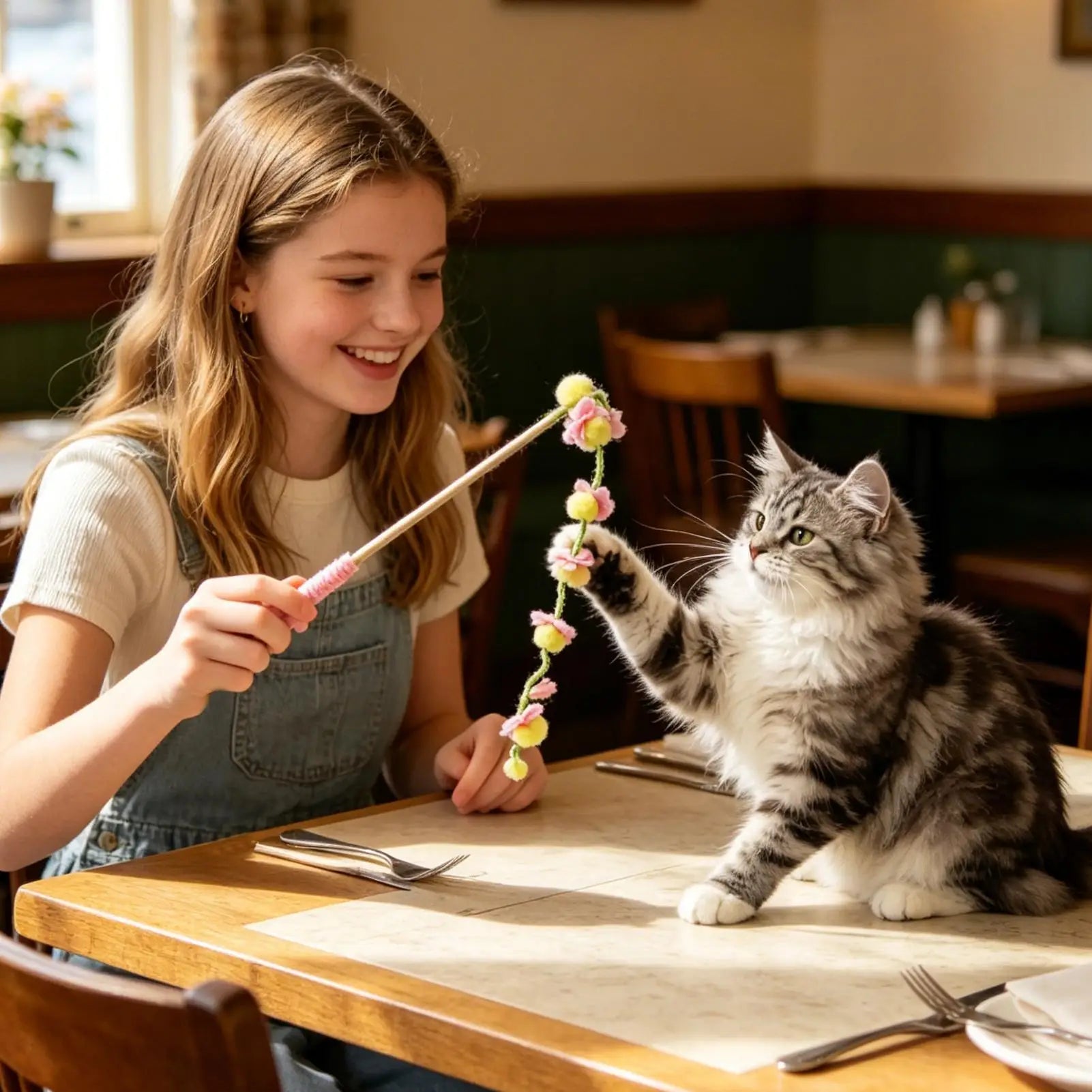 Premium 15.7-Inch Wooden Fruit-Shaped Cat Teaser Wand with Ergonomic Anti-Slip Grip