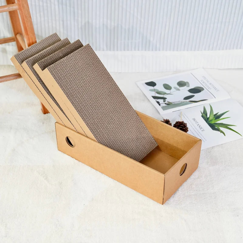 4-in-1 Multi-Layer Wooden Cat Scratcher Box | Heavy-Duty Reversible Cardboard Scratching Station