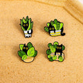 Botanical Peek-a-Boo Black Cats in Plants Enamel Pins