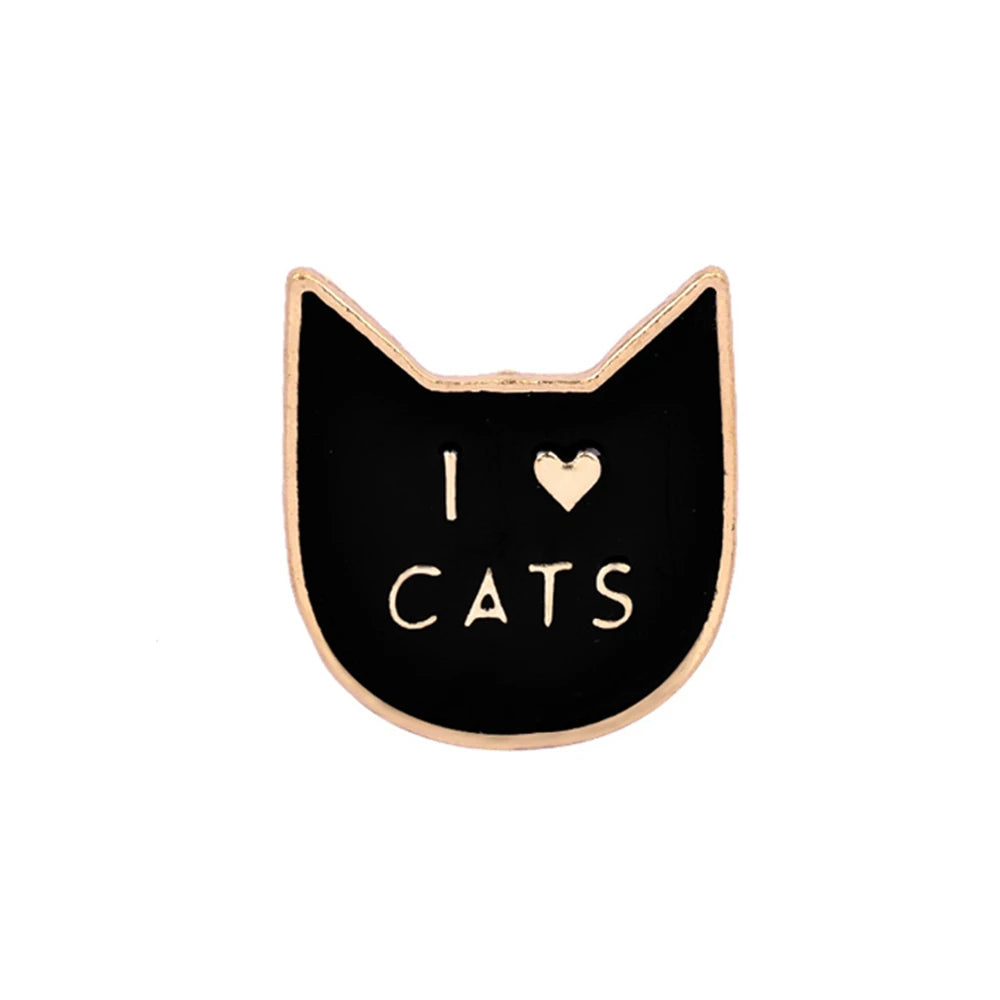 Edgy, Cute, Rebel, Punk Black-White Cat with Knife Enamel Pin
