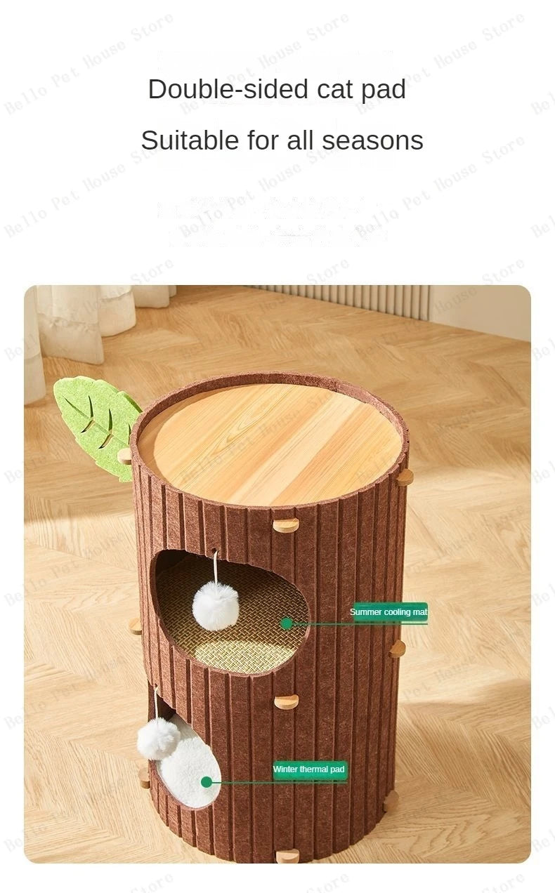 Minimalist Multi-Layer Felt Tree Stump Cat House & Scratching Lounge