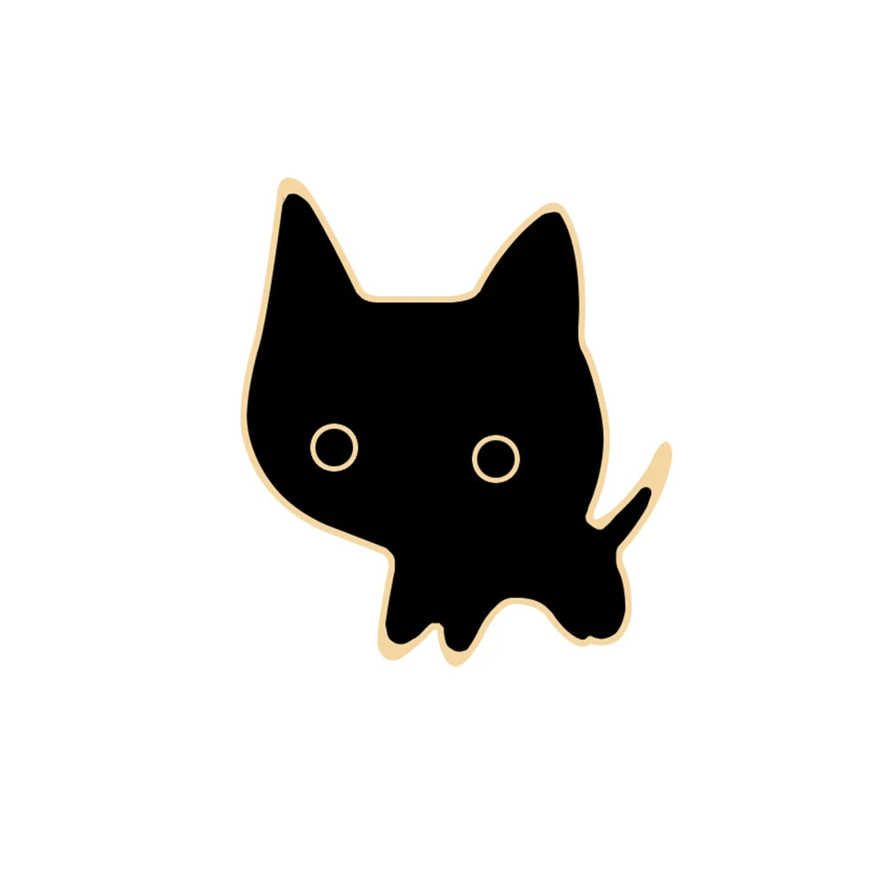 Edgy, Cute, Rebel, Punk Black-White Cat with Knife Enamel Pin