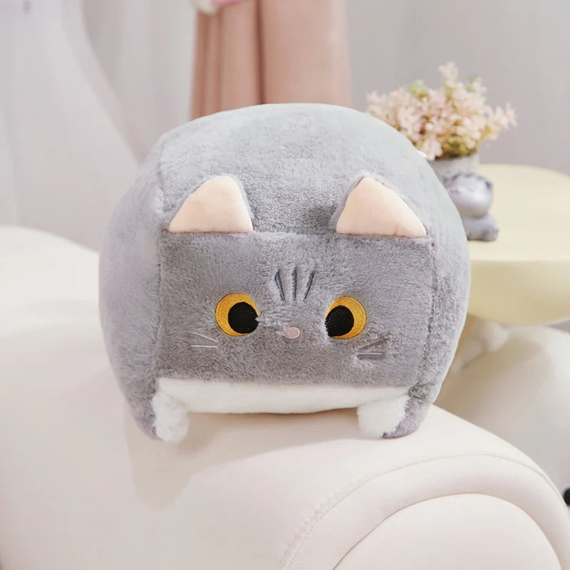 Kawaii Fluffy Chonk Standing Fuzzy Cube Cat Plushie