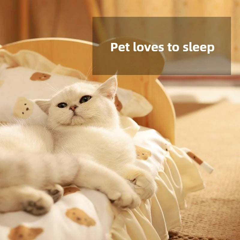 Cute Wooden Shape Luxury Cat Bed | Removable & Washable Four-Season Indoor BED