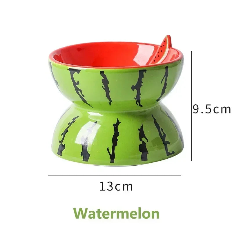 Cute Slanted Ceramic Fruit Pet Bowl