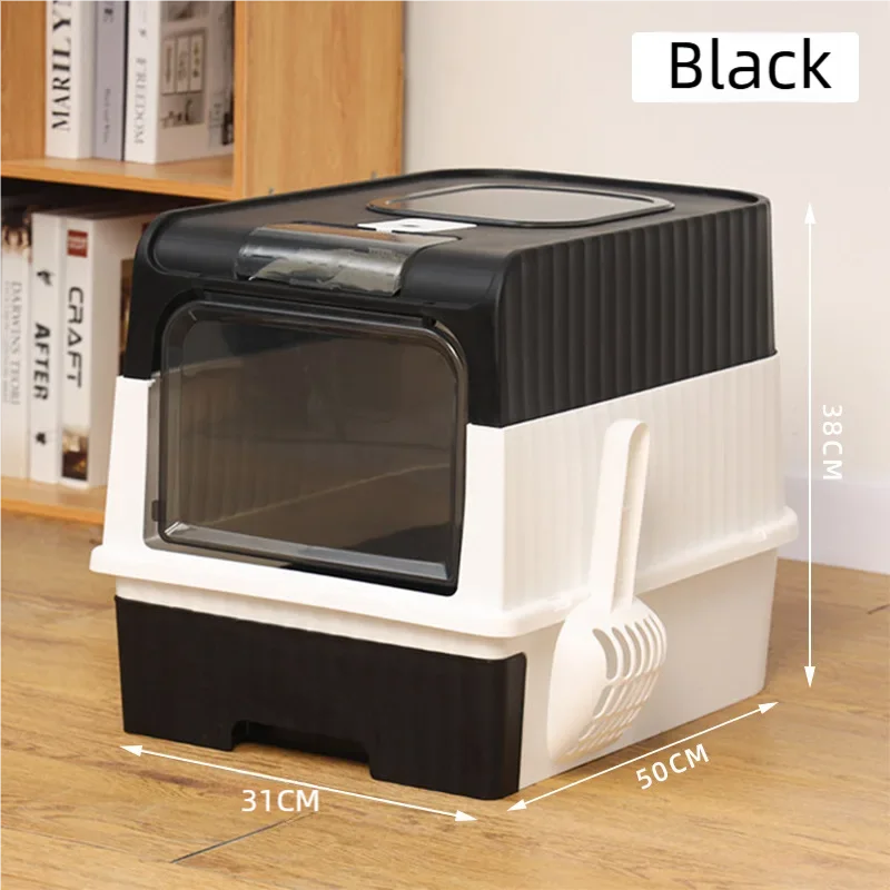 Foldable Fully Enclosed Cat Litter Box | Anti-Tracking Front-Entry Top-Exit Kitty Toilet with Scoop