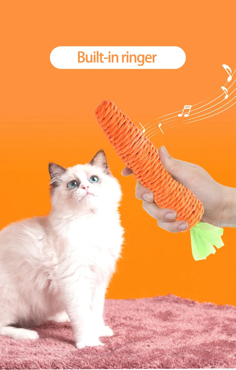 Interactive Carrot Cat Chew Toy | Bite-Resistant Natural Paper Rope Dental Scratcher