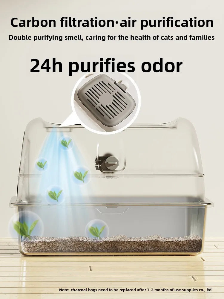 Enclosed Stainless Steel Luxury Cat Litter Box | Anti-Splash Odor-Free XL Kitty Toilet