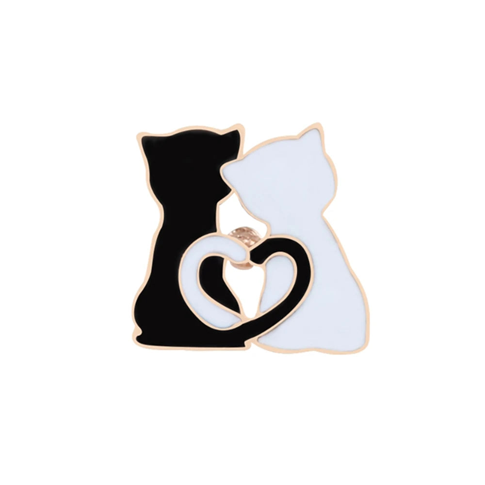 Edgy, Cute, Rebel, Punk Black-White Cat with Knife Enamel Pin