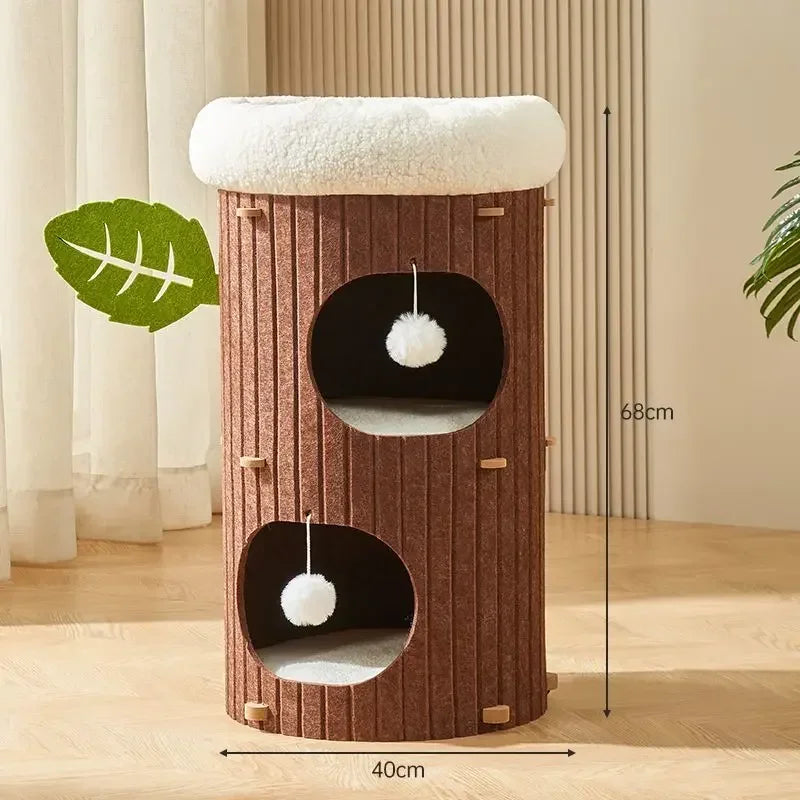 Minimalist Multi-Layer Felt Tree Stump Cat House & Scratching Lounge
