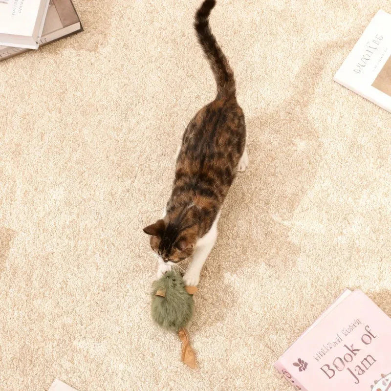 Simulated Squeaking Mouse Plush Cat Toy