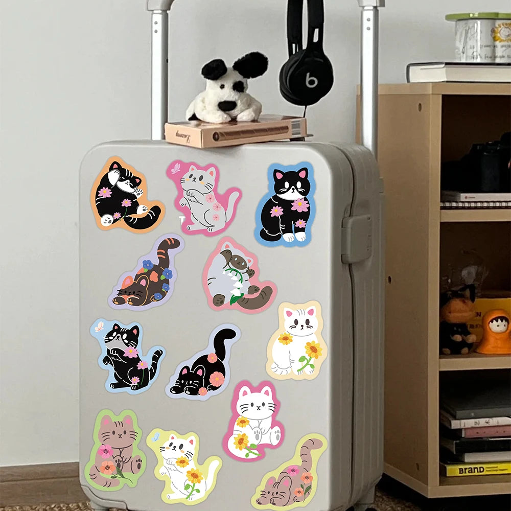 Whimsical Express 50-Piece Waterproof Cat Sticker Pack