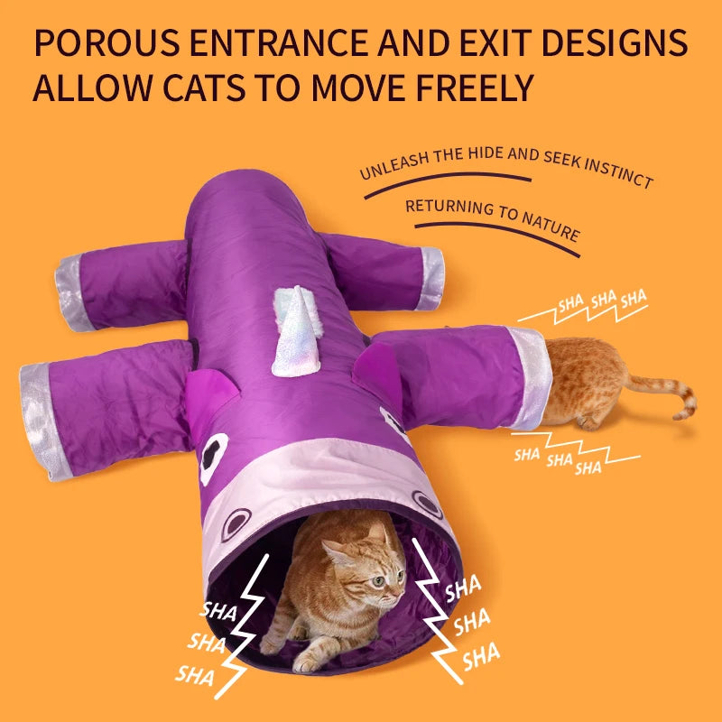 Festive Mystical Unicorn 6-Way Interactive Cat Tunnel