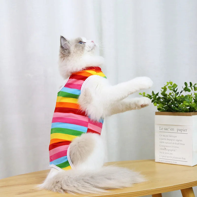 Cute Breathable Cat Surgery Recovery Suit - Anti-Lick Post-Op Protection Onesie