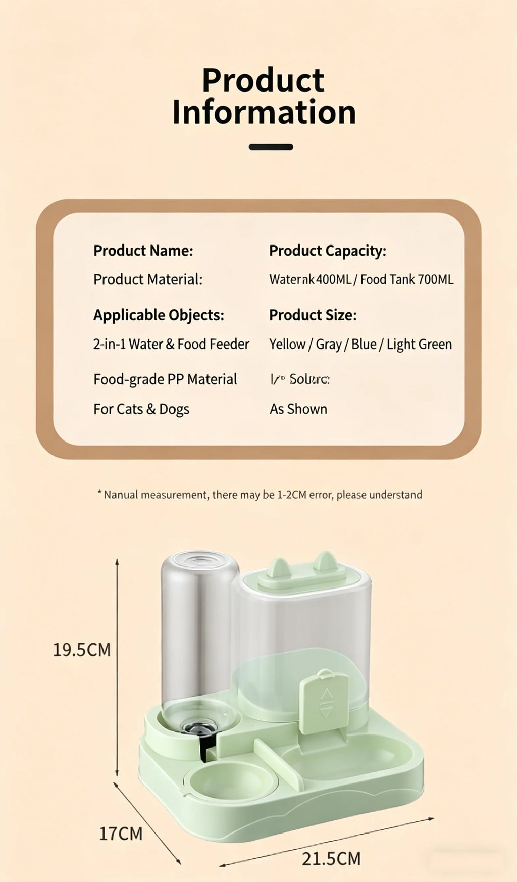 Gravity Pet Feeder & Waterer Station