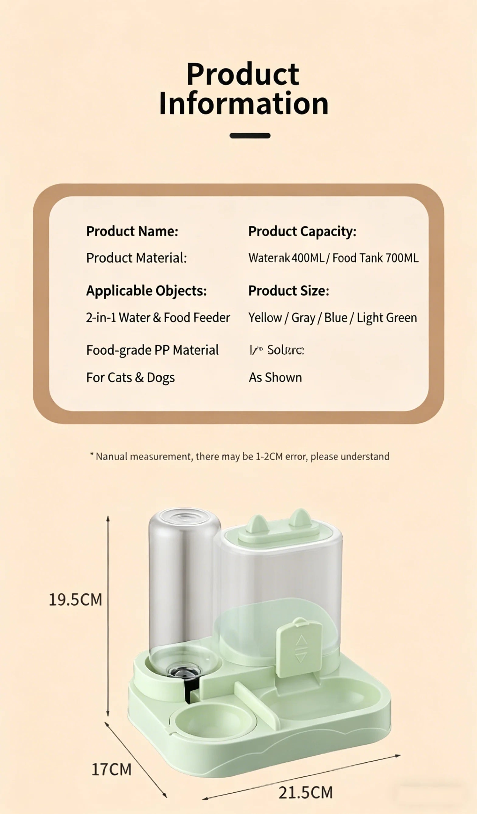 Gravity Pet Feeder & Waterer Station