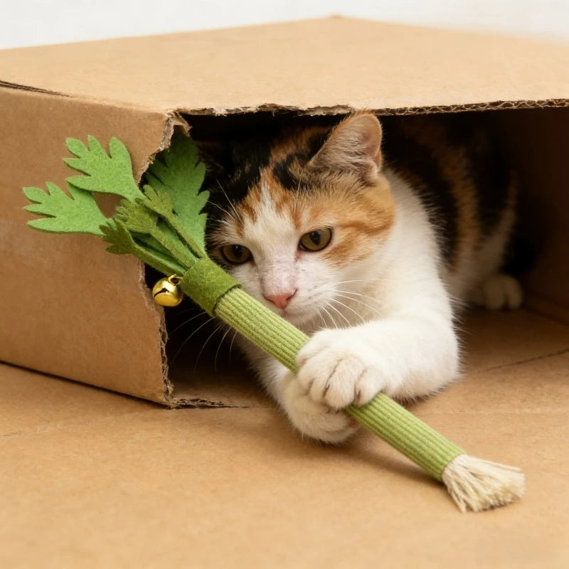 Interactive Felt Catnip Molar Stick | Dental Care & Squeaky Cat Chew Toy