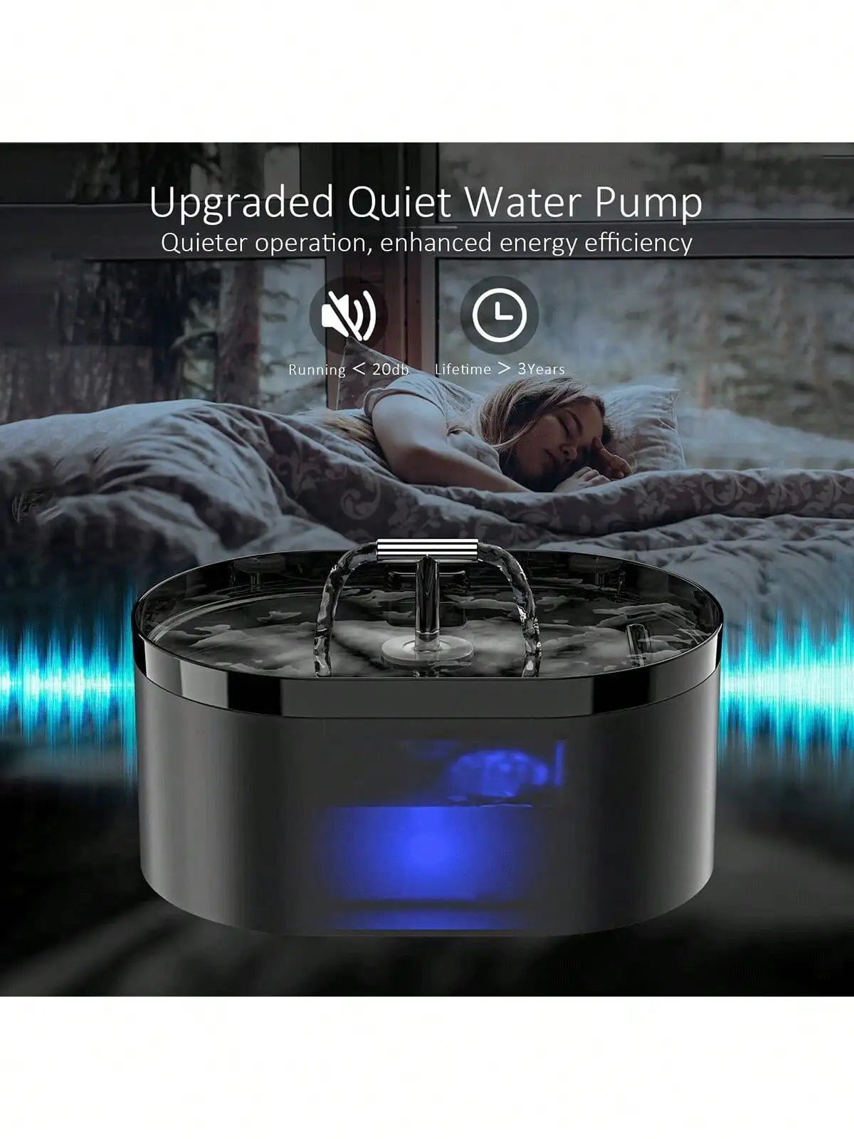 2.2L Automatic Quiet Cat Water Fountain