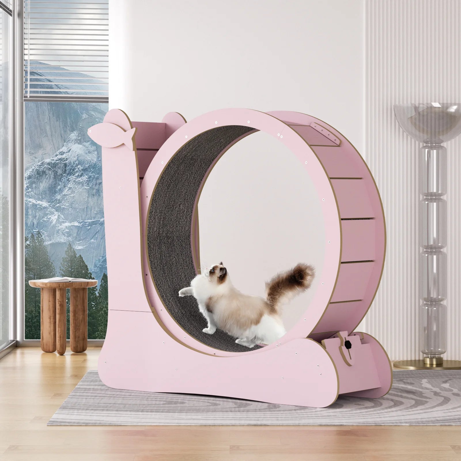 Eco-Fiber Compact Cat Running Treadmill Wheel Pink/Green/Brown